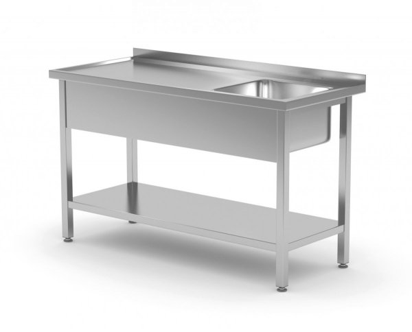 Stół ze zlewem i półką - komora po prawej stronie 800 x 600 x 850 mm POLGAST 212086-P 212086-P