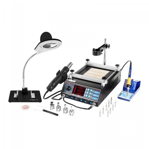 Stacja lutownicza - 75 W - 2 x kolba - podgrzewacz - LED STAMOS 10021003 S-LS-10