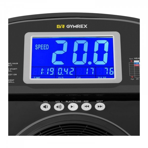 Bieżnia elektryczna - 1837 W - 1-20 km/h - 150 kg - 12 programów GYMREX 10230216 GR-MG77