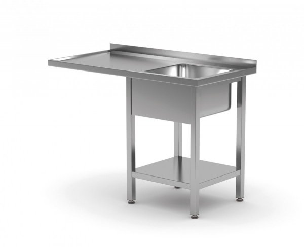 Stół ze zlewem, półką i miejscm na zmywarkę lub lodówkę - komora po prawej stronie 1400 x 600 x 850 mm POLGAST 231146-P 231146-P