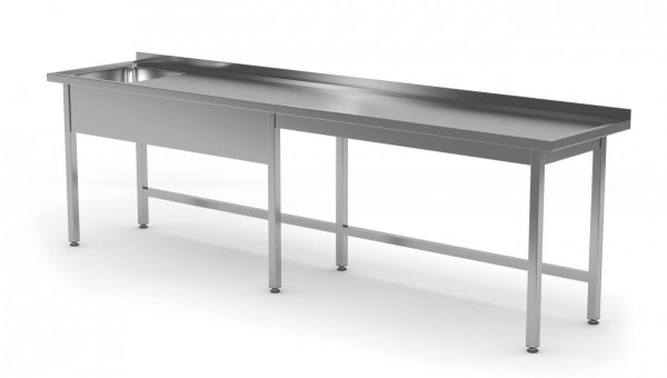 Stół ze zlewem bez półki - komora po lewej stronie 2200 x 700 x 850 mm POLGAST 211227-6-L 211227-6-L