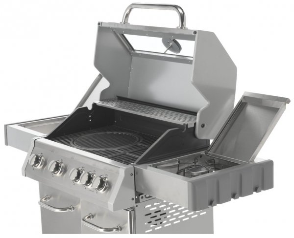 GRILL GAZOWY 4+1 STAL NIERDZEWNA 14,2KW, Z SZYBĄ YATO YG-20003