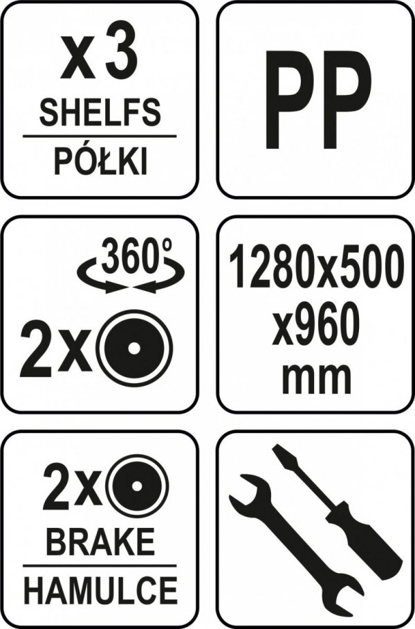 WÓZEK KELNERSKI 3-PÓŁKOWY YATO YG-09100 YG-09100
