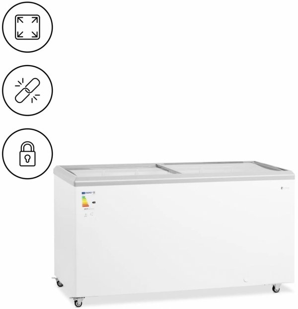 Zamrażarka skrzyniowa - 450 l - przeszklone drzwi - zamykana - Royal Catering 10013218 RCFGDF-450