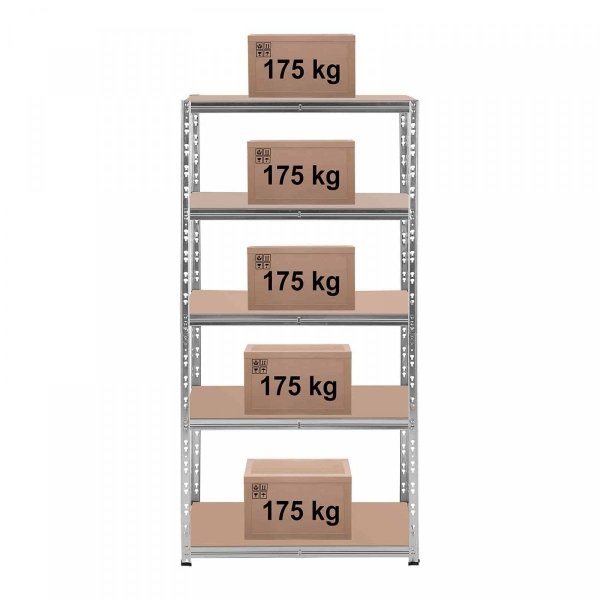 Regał magazynowy - 90 x 60 x 180 cm - 5 x 175 kg - szary MSW 10061989 MSW-STSH-36