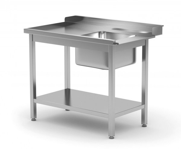 Stół załadowczy do zmywarek ze zlewem i półką - lewy 1000 x 700 x 850 mm POLGAST 238107-L 238107-L