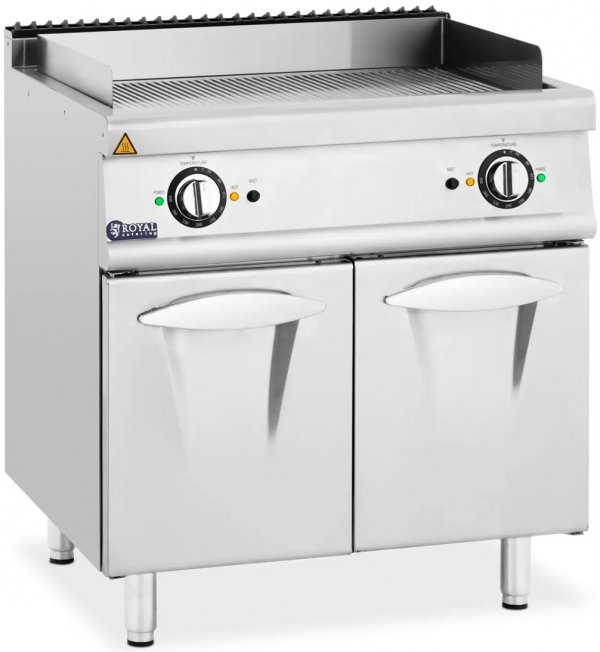 Płyta grillowa podwójna - elektryczna - 10,8 kW - ryflowana - szafka dolna - Royal Catering RCEG-80/700CG 10013398 4062859276964