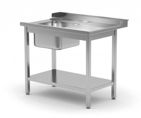 Stół załadowczy do zmywarek ze zlewem i półką - prawy 1300 x 700 x 850 mm POLGAST 238137-P 238137-P