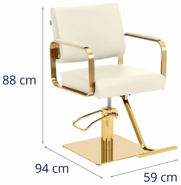 Fotel fryzjerski z podnóżkiem - 50 - 66 cm - 200 kg - kremowy / złoty Physa 10040887 PHYSA OTLEY CREAM_GOLD
