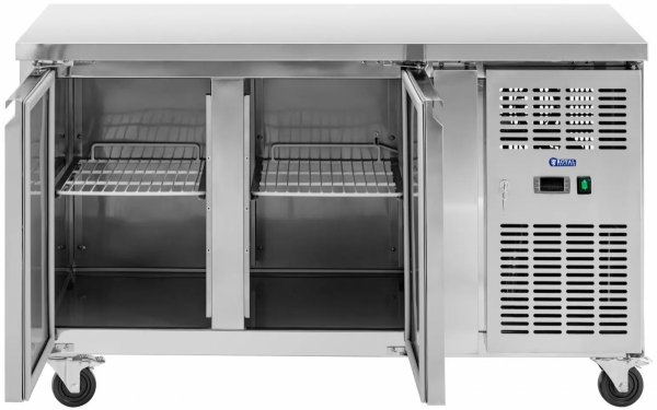 Stół chłodniczy na kółkach - 260 l - 2 komory - 136 x 70 cm - klasa B - stal nierdzewna - Royal Catering 10013275 RCRT-2D280 4062859257277