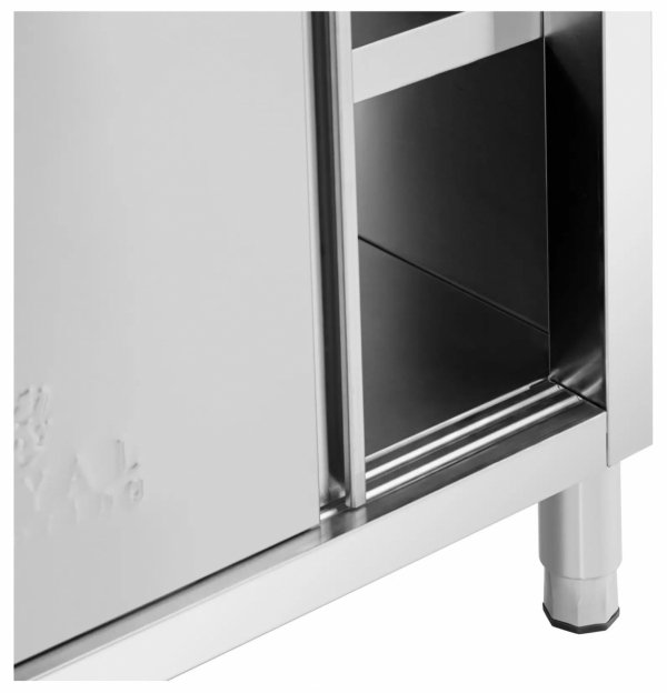  Stół roboczy z szafką przelotową ze stali nierdzewnej - ECO - 140 x 60 cm - 500 kg - Royal Catering 10013439 RCSSCB-140X60-H