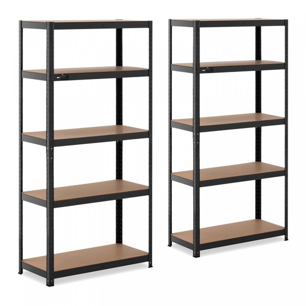 Regały magazynowe - 90 x 40 x 180 cm - 5 x 175 kg - szary łupkowy - 2 szt. MSW 10061975 MSW-STSH-22
