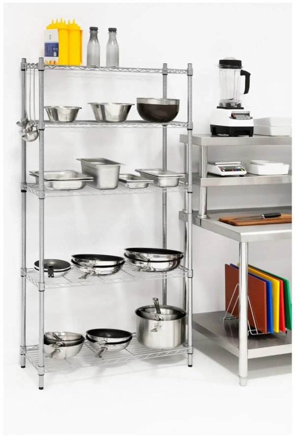 Regał metalowy - druciany - 350 x 900 x 1800 mm - szary ROYAL CATERING 10011224 RCMR-1800P25 