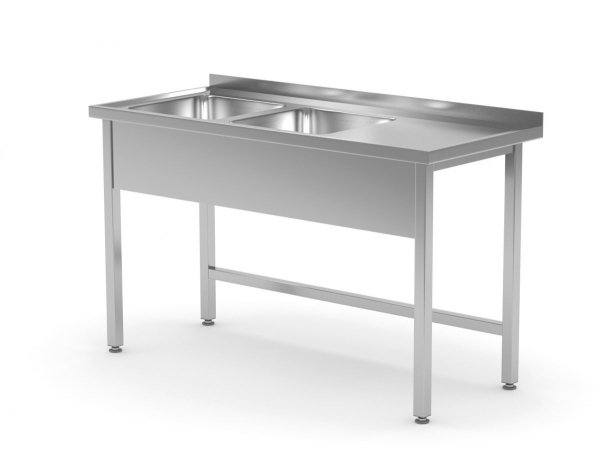 Stół z dwoma zlewami bez półki - komory po lewej stronie 1800 x 700 x 850 mm POLGAST 221187-L 221187-L