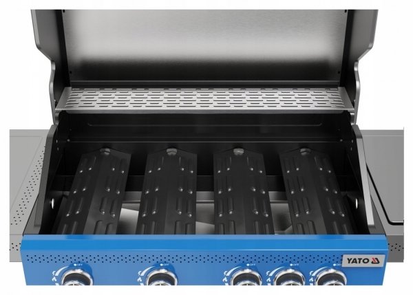 GRILL GAZOWY ITAMI 4+1, 14,5KW, Z SZYBĄ, NIEBIESKI Yato YG-20033