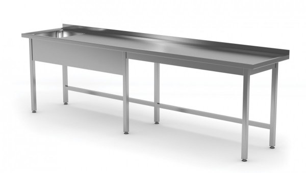 Stół ze zlewem bez półki - komora po lewej stronie 2700 x 600 x 850 mm POLGAST 211276-6-L 211276-6-L