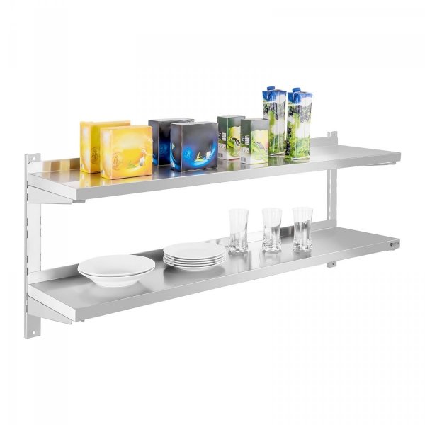 Półka wisząca nierdzewna Royal Catering RCWR-140.2 podwójna 140cm ROYAL CATERING 10010361 RCWR-140.2