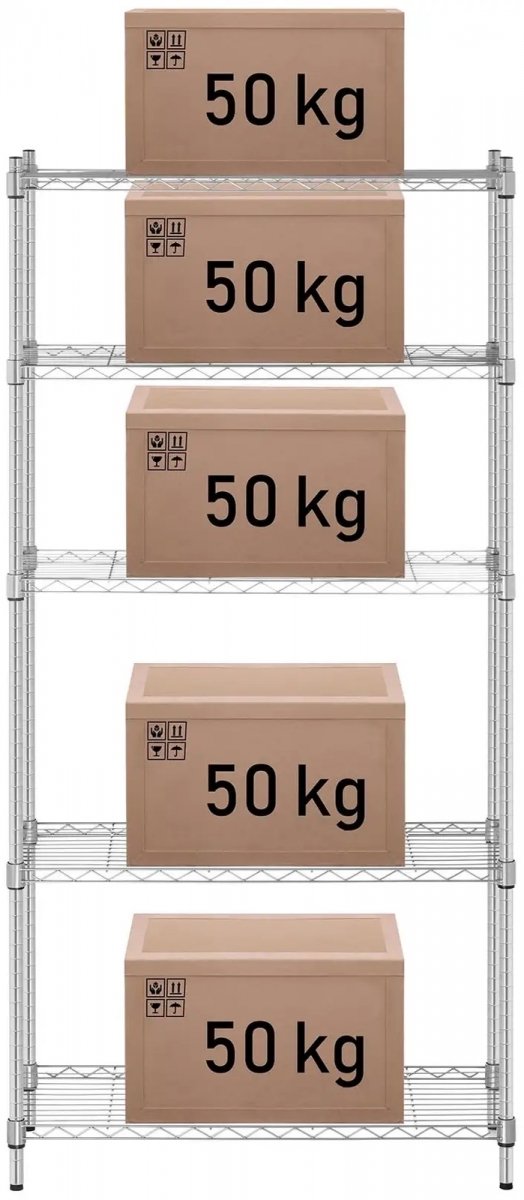 Regał metalowy - druciany - 350 x 900 x 1800 mm - szary ROYAL CATERING 10011224 RCMR-1800P25 