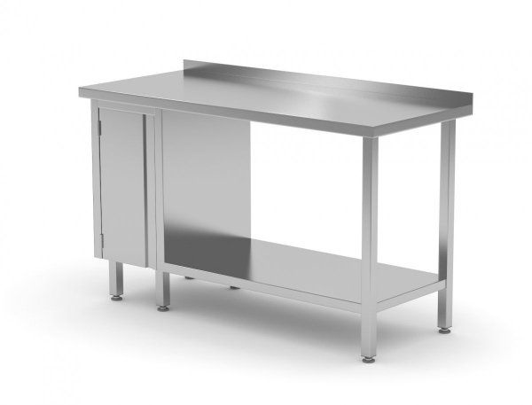 Stół przyścienny szafka z drzwiami na zawiasach i półką - szafka po lewej stronie 1600 x 700 x 850 mm POLGAST 126167-L 126167-L