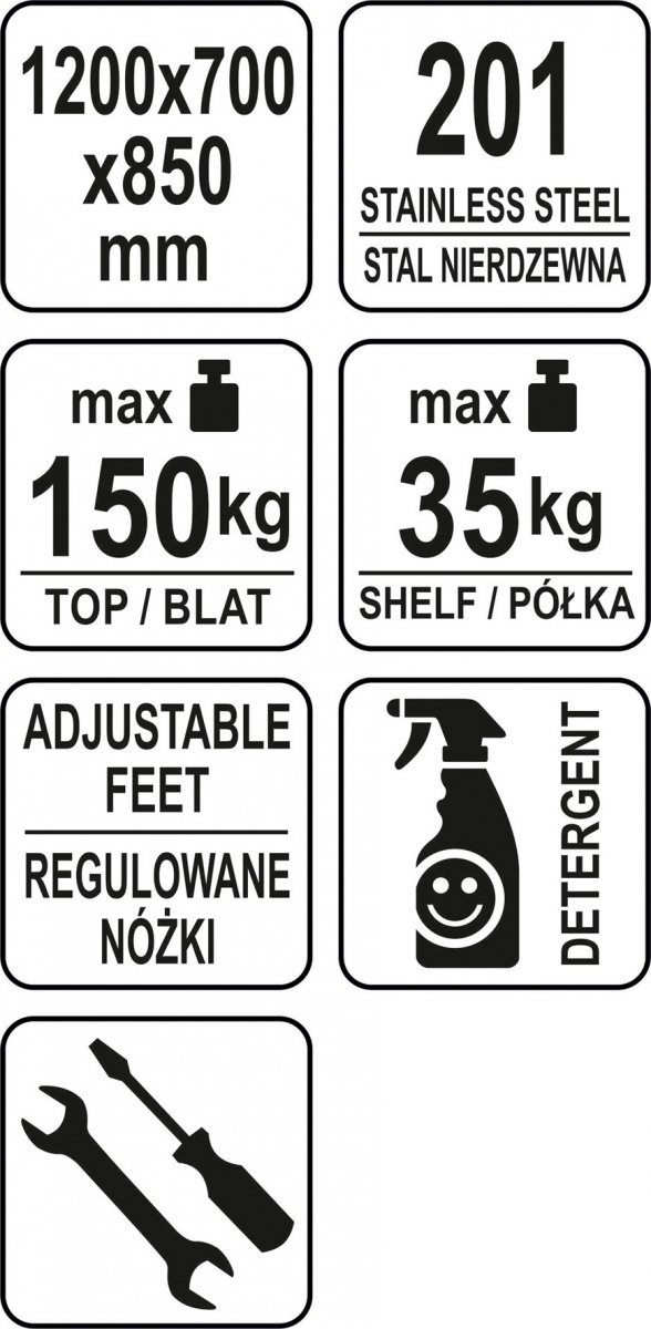 STÓŁ CENTRALNY SKŁADANY Z PÓŁKĄ 1000×700×H850mm YATO YG-09010 YG-09010