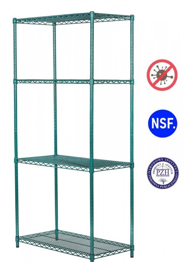 Regał antybakteryjny noMICRO siatkowy 4-półkowy 61x107x182 cm ULTRA POWER
