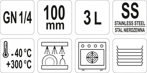 POJEMNIK GASTRONOMICZNY GN 1/4 100 YATO YG-00283 YG-00283
