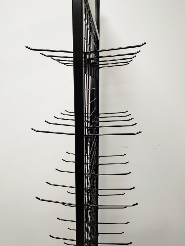 Stojak ekspozytor z 25 haczykami - CZARNY + komplet 4 kół