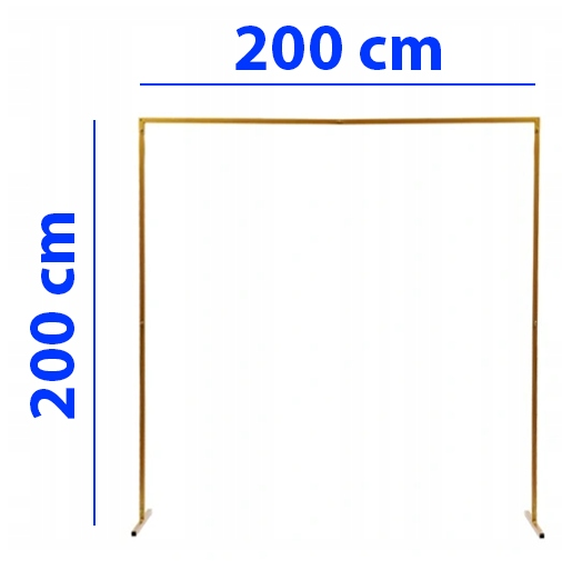 Złoty łuk ślubny stojak na tło 200 x 200 cm, stelaż brama srebrny pod balony