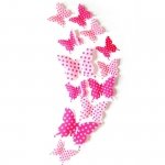 Motyle 3D na sciane 12sztuk z magnesem różowe w kropki