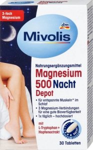 Magnez 500 L-tryptofan Chmiel Na Noc Mięśni 3 Związki Magnezu 30 szt 