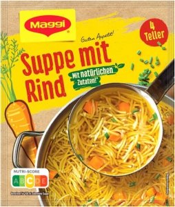 Maggi Naturalna Klarowna Zupa Wołowa Dużo Makaronu porcje 4 Talerzy 