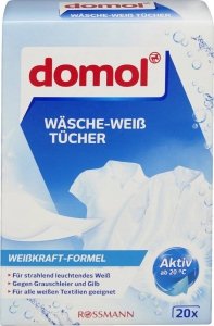 Domol Chusteczki do prania Białego Wybielające 20szt z Niemiec