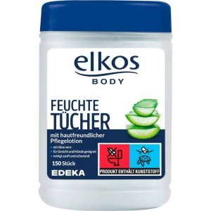Elkos Chusteczki Nawilżane z Aloesem 150 szt Twarzy Rąk z Niemiec