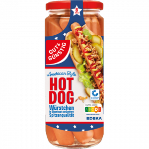 Parówki z wody styl Amerykański Kiełbaski do Hot Dog 8szt 650g