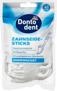 DontoDent Rozkładane Wykałaczki Nić Dentystyczna z Etui Podróżnym 40szt