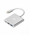 TB Adapter HUB USB C 3w1 - HDMI, USB, PD srebrny
