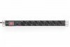 Digitus Listwa zasilająca PDU 19 Rack, 7x gniazdo schuko, 2.0m, 1x wtyk unischuko, 16A, wł./wył., zabezpieczenie przeciąże