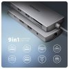 AXAGON HMC-8HLSA Wieloportowy hub USB 9in1, 5Gbps, 3x USB-A + HDMI 4K/30Hz, SD/microSD, GLAN, Audio, PD 100W, 20cm USB-C kabel