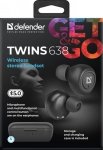 DEFENDER SŁUCHAWKI BEZPRZEWODOWE Z MIKROFONEM TWS TWINS 638 CZARNE 63638
