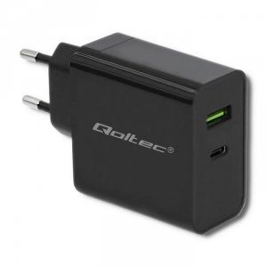 Ładowarka sieciowa Qoltec 45W | 5-20V | 2.25-3A | USB typ C PD | USB | Czarna