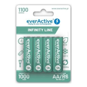 Akumulatorki AA / R6 everActive Ni-MH 1100 mAh ready to use - blister 4 sztuki