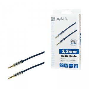 Kabel audio stereo LogiLink CA10050 3,5 mm, M/M, 0,5m, niebieski