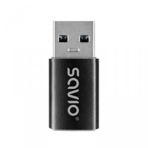 Adapter USB-C 3.1 (F) Savio AK-81 USB-A 3.1 (M), Czarny