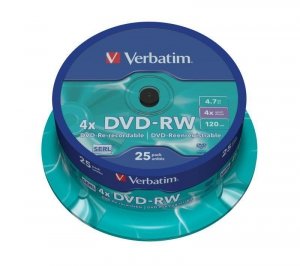 DVD-RW Verbatim 4x 4.7GB (Cake 25) MATT SILVER