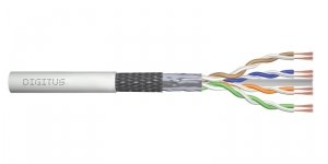 Kabel teleinformatyczny patchcordowy DIGITUS kat.6, SF/UTP, linka, AWG 26/7, LSOH, 100m, szary, karton