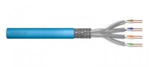 Kabel teleinformatyczny instalacyjny DIGITUS kat.6A, S/FTP, Eca, drut, AWG 23/1, LSOH, 50m, niebieski, ofoliowany