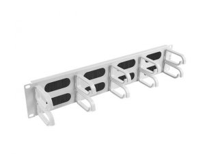 Organizer kabli Lanberg AK-1204-S 19 2U z 5 uchwytami panel szczotkowany - typ B szary