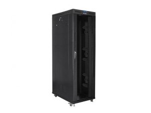 Szafa instalacyjna Rack stojąca 19 42U 800x1200 czarna drzwi szklane LCD Lanberg (flat pack)