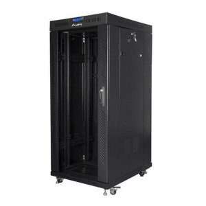 Szafa instalacyjna Rack stojąca 19 22U 800x800 Drzwi Szklane czarna Lanberg (flat pack) LCD