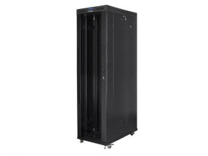 Szafa instalacyjna Rack stojąca 19 47U 800x1200 czarna drzwi szklane LCD Lanberg (flat pack)